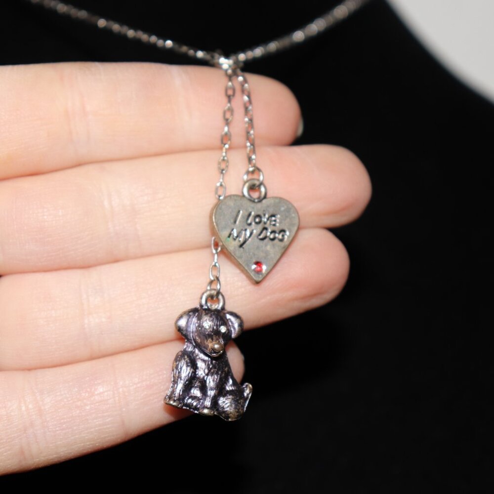 🐾 "I Love My Dog" Charm Necklace · 17" Chain · 2.75" Drop